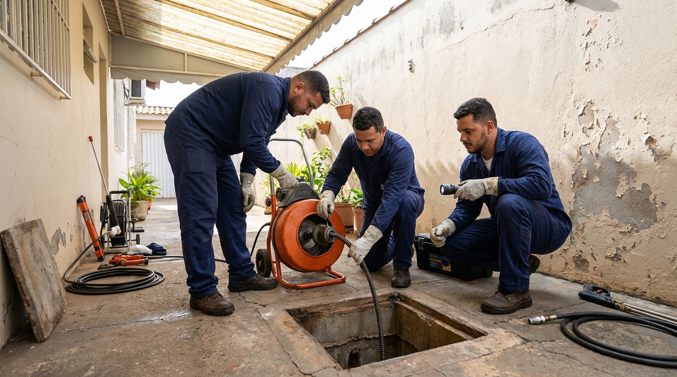 Desentupimento de esgoto com hidrojateamento em Passo Fundo‑RS
