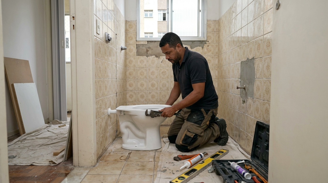 Instalação de vaso sanitário profissional em Passo Fundo‑RS